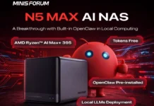 Minisforum N5 Max NAS Starts at $2,899 With Strix Halo and 200TB Storage Minisforum N5 Max AI NAS promotional image highlighting Ryzen AI Max Plus 395 processor and local LLM deployment features