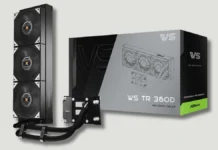 ASRock WS Series AIO Launch With Dual Pumps, 500W+ Cooling, 360mm Radiator ASRock WS TR 360D AIO liquid cooler featuring triple fan radiator and workstation-grade design alongside retail box