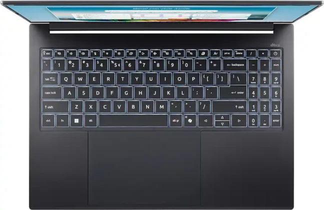 Acer Swift Go 16 AI laptop keyboard with backlit keys and large trackpad