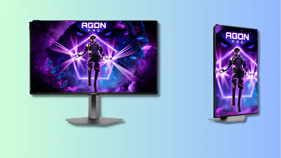 AOC AGON OLED monitor front and side view with thin bezels