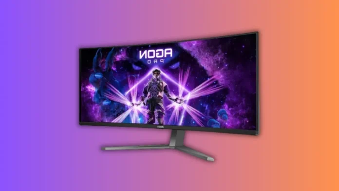 AOC AGON Pro AGP346UCSD 34-inch curved monitor displaying vibrant gaming visuals