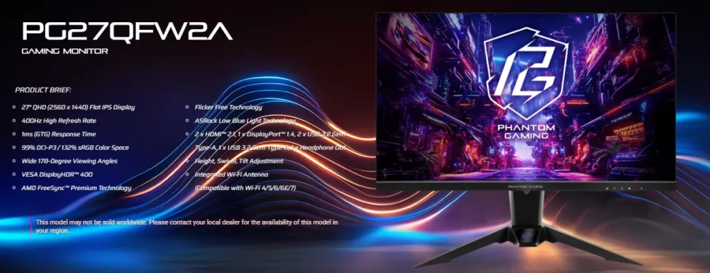 ASRock PG27QFW2A 27 inch QHD 400Hz IPS gaming monitor overview