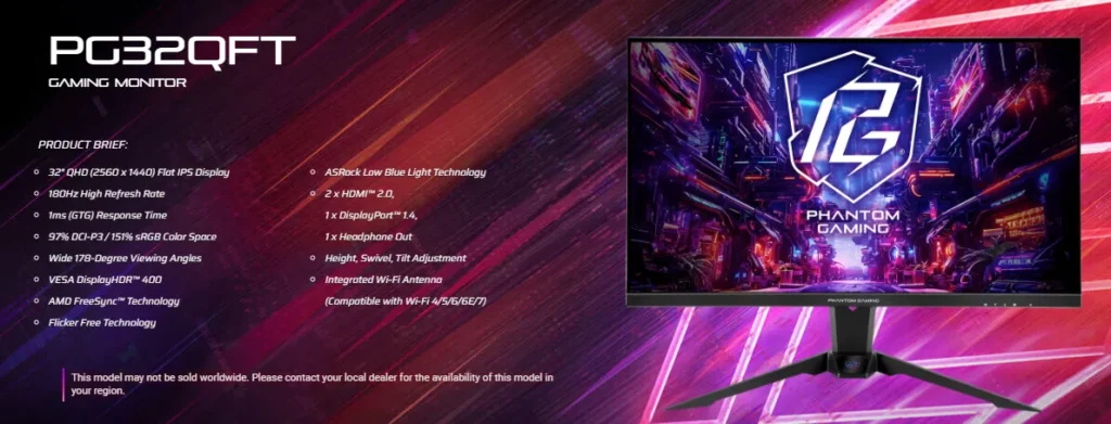 ASRock PG32QFT 32 inch QHD 180Hz IPS gaming monitor overview