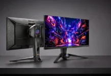 ASRock PG27QFW2A 400Hz IPS Monitor Revealed Alongside 32-inch PG32QFT ASRock Phantom Gaming monitor front and rear design with RGB and stand