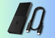 ASUS ProArt PA40SU USB4 SSD Enclosure Announced With 40Gbps Speeds and Active Cooling ASUS ProArt PA40SU SSD enclosure showing removable top cover and internal M.2 NVMe installation slot with compact tool free design