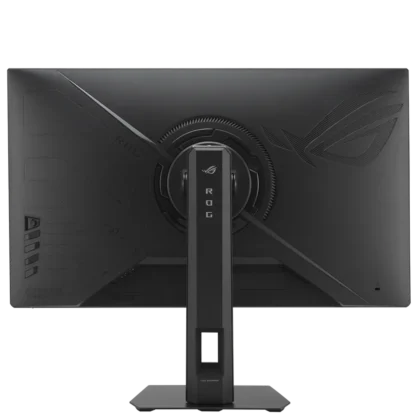 ASUS ROG monitor rear design with futuristic panel styling and stand