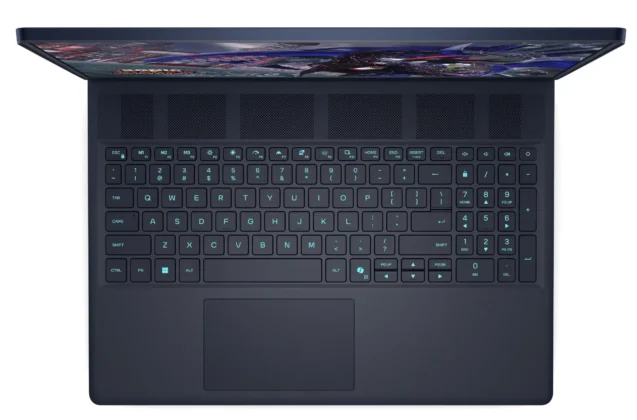 Top view of Dell Alienware 16X Aurora 2026 keyboard deck with full keyboard and large touchpad