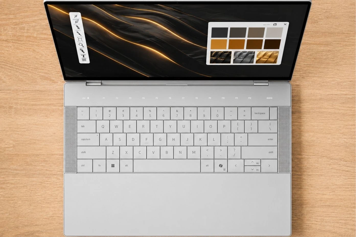 9 Best Laptops for Medical Students in 2026 18 Top view of Dell XPS 14 featuring full keyboard, large touchpad, and dual speaker grills on both sides.