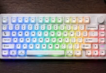 Epomaker HE75 V2 Gaming Keyboard Launch with 8000Hz Speed Epomaker HE75 V2 keyboard on desk with full RGB lighting and white keycaps