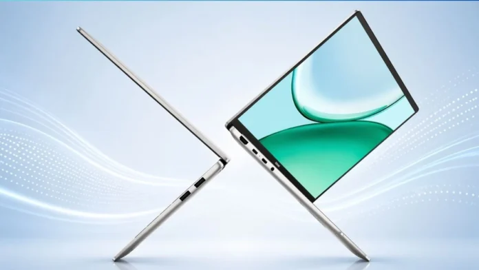 Honor MagicBook X Plus thin side profile showcasing sleek metal body and lightweight design