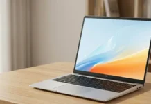 HP Star Book Pro Air 14 (2026) Debuts With 45W Core Ultra H and 120Hz OLED HP Star Book Pro Air 14 2026 slim laptop on wooden desk showing thin bezels and lightweight design