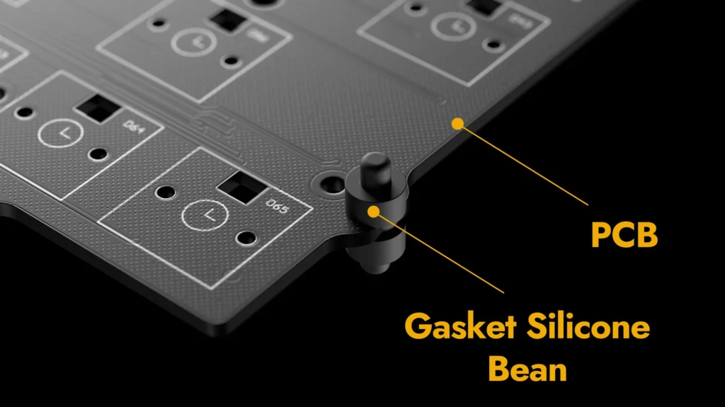 Keychron P6 Ultra keyboard PCB with gasket silicone mount design highlighted for cushioning
