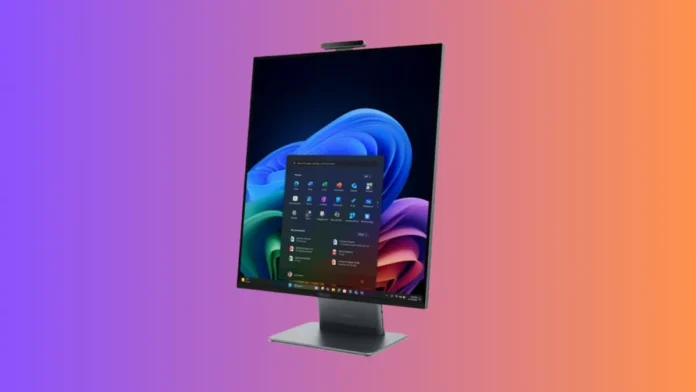 Lenovo ThinkCentre X AIO Aura all-in-one PC with slim display and webcam