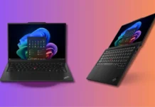 Lenovo ThinkPad X1 Carbon Gen 14 Launched US at $1,884 with 120Hz OLED Display Lenovo ThinkPad X1 Carbon Gen 14 laptop shown in front and angled positions with slim black chassis and display