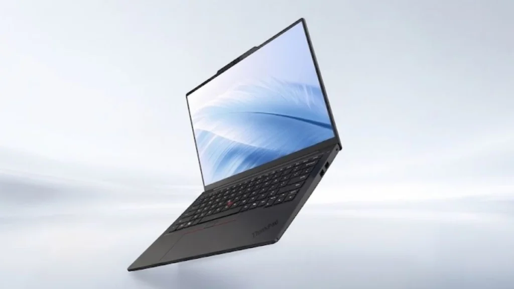 Lenovo ThinkPad X14 2026 open laptop showing display with thin bezels, full keyboard with TrackPoint, and compact professional laptop design
