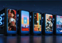 Maingear MG-1 MkII Gaming Desktop Brings With Ryzen 9 9950X3D2 At $1,999 Maingear MG-1 MkII gaming desktop lineup showing customizable front panel displays with different visual themes