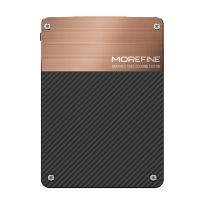 Morefine G2 external GPU top panel with textured surface and branding visible