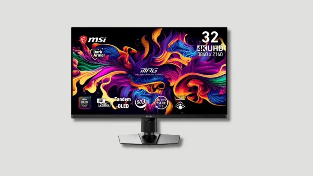MSI 32-inch 4K UHD QD-OLED monitor with 240Hz refresh rate and gaming features