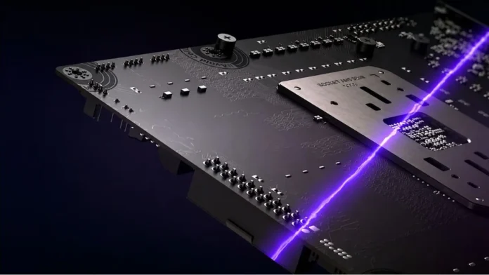 MSI PinSafe motherboard showing protected surface layout with solder points and structural design details