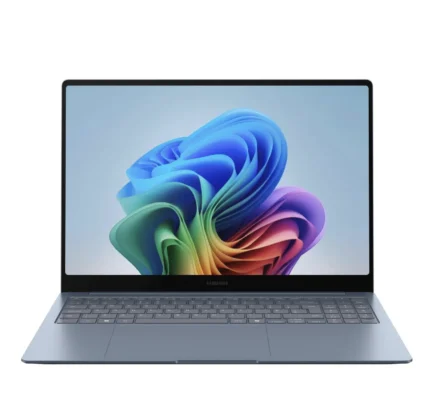 Samsung Galaxy Book6 Edge laptop front view showing display with colorful wallpaper and thin bezels