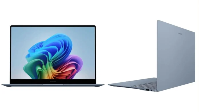 Samsung Galaxy Book6 Edge laptop shown in front and angled positions with slim metal body and display