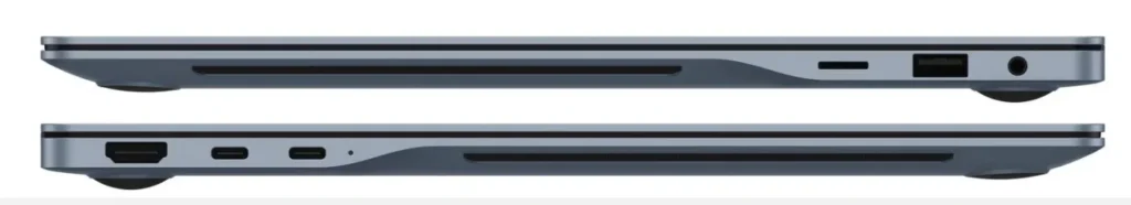 Samsung Galaxy Book6 Edge side view showing ports including USB-C USB-A HDMI and headphone jack