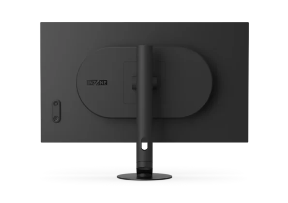 Rear view of Sony INZONE M10S II monitor showing minimalist design circular mount and clean stand