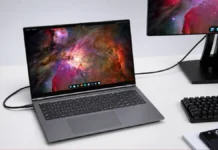 System76 Pangolin Pro (2026) Launches With Ryzen AI 7, OCuLink, 2.5GbE Linux Laptop System76 Pangolin Pro laptop connected to external display with keyboard and desk setup