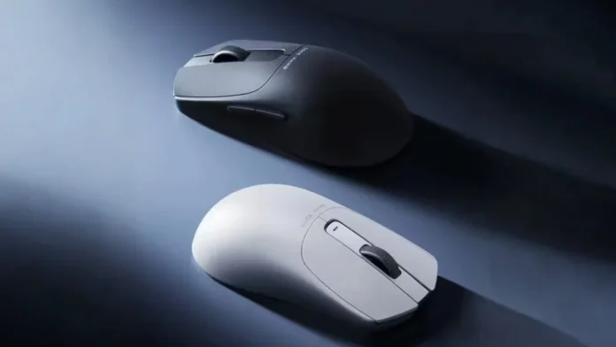 Xiaomi Gaming Mouse 2 in black and white color options showing minimal design