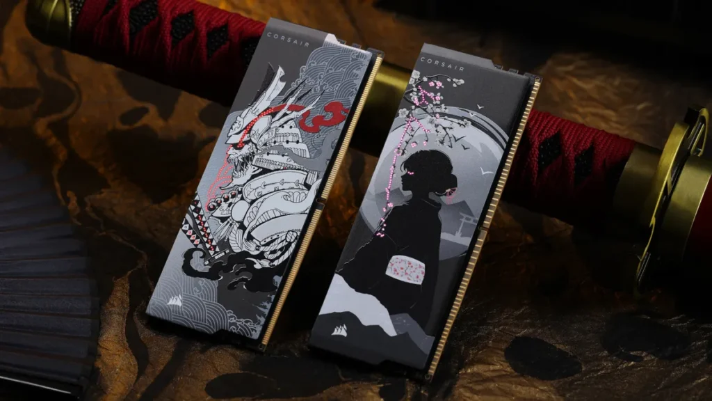 Corsair SHUGO DDR5 RAM modules featuring ONYX BLADE and SAKURA NOA artwork designs