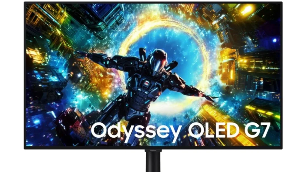 Samsung 2026 Odyssey Lineup: 6K & OLED Monitors Revealed 1 Samsung Odyssey G7 monitor displaying space-themed artwork with ultra-high-resolution screen