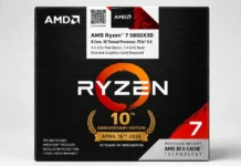 Ryzen 7 5800X3D Returns for AM4’s 10th Anniversary With Updated Retail Packaging AMD Ryzen 7 5800X3D 10th Anniversary Edition retail box with Ryzen branding and AMD 3D V-Cache technology label