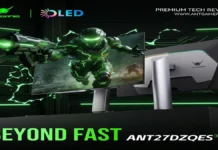 Ant Esports ANT27DZQES Gaming Monitor Debuts with 480Hz WOLED Panel Front and rear design view of the Ant Esports ANT27DZQES OLED gaming monitor