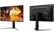 AOC Q27G4KDP With 540Hz QHD, 720Hz Dual-Mode WOLED Monitor Announced AOC Q27G4KDP monitor showing front display with gameplay and rear panel design with stand