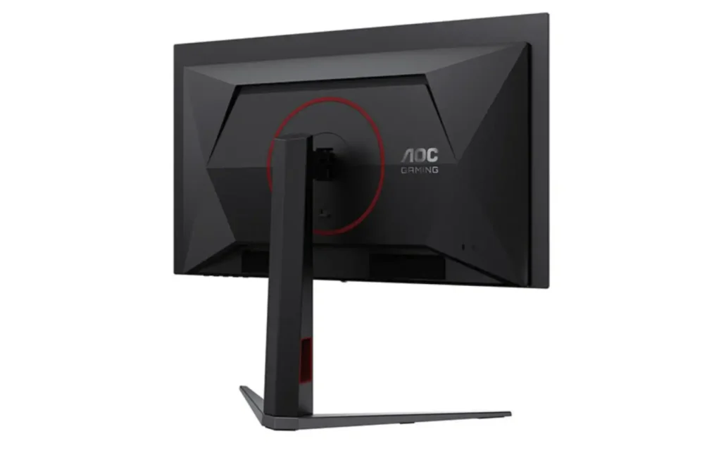 AOC Q27G4KDP monitor rear view showing textured back panel and central stand mount