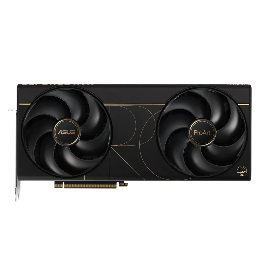 ASUS ProArt GeForce RTX 5090 graphics card front view with dual axial fans