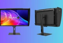 ASUS ProArt Releases PA27USD and PA32USD Monitors With 4K 240Hz QD-OLED ASUS ProArt OLED monitor showing front display and rear design with professional stand setup