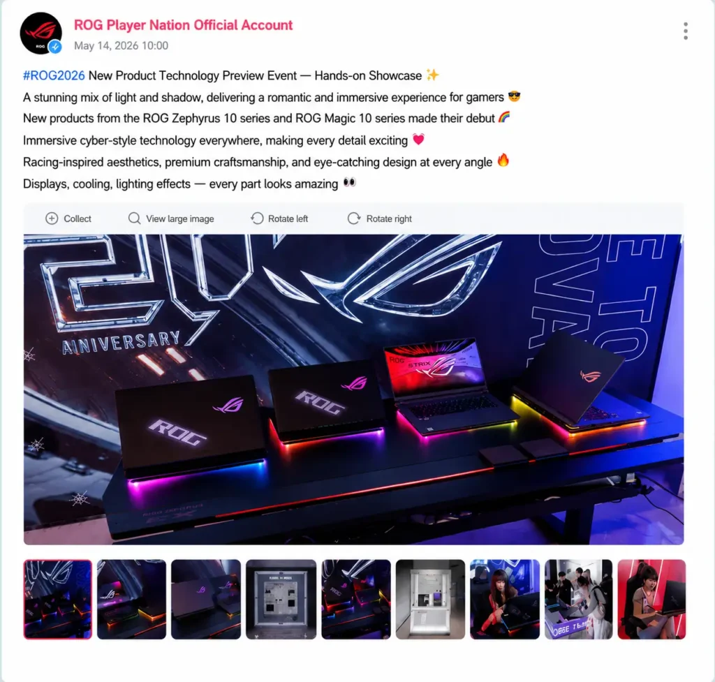 ASUS ROG Strix G10 gaming laptops showcased at ROG 2026 preview event