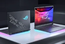 ASUS ROG Strix SCAR 18 (2026) Arrives With 320W Power and 18-inch 4K 240Hz Mini-LED Display ASUS ROG Strix SCAR 18 gaming laptop with RGB light bar and illuminated ROG logo
