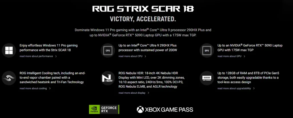 ASUS ROG Strix SCAR 18 features Intel Core Ultra 9 290HX and RTX 5090 Laptop GPU