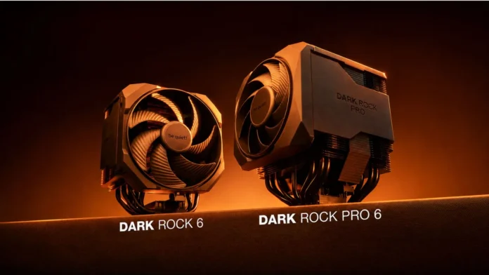 be quiet! Dark Rock 6 and Dark Rock Pro 6 air CPU coolers shown side by side