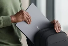 Dell Pro 5 (16) P516260 Releases Worldwide With Panther Lake, and Gen5 AI Dell Pro 5 16 P516260 laptop being placed into a backpack showing slim and portable design