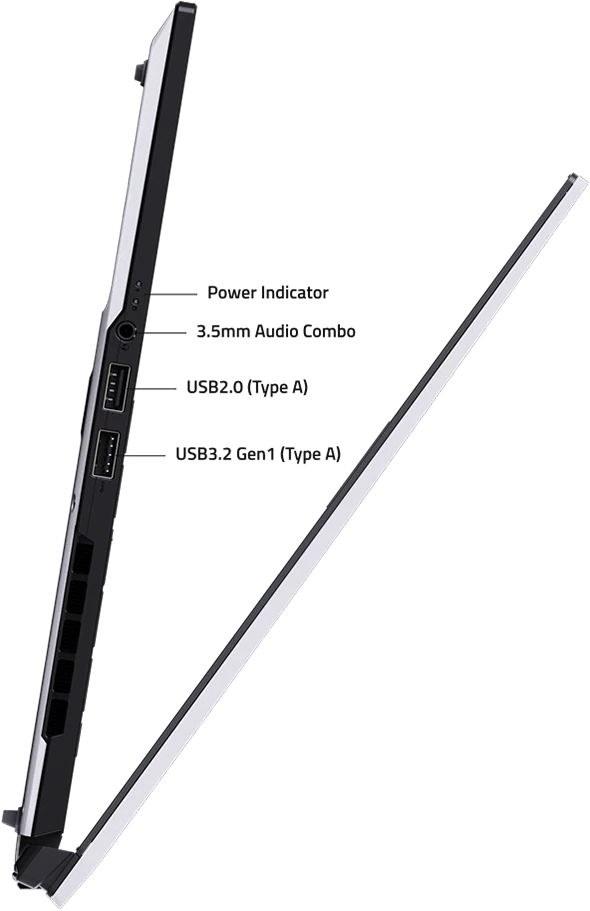 Right-side connectivity ports on the Gigabyte AERO X16 laptop with HDMI, USB, and Ethernet ports