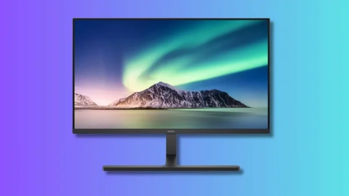 Huawei M273U monitor front design view Huawei M273U monitor with slim bezels and minimalist stand design