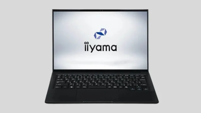 iiyama Panther Lake laptop with OLED display showing thin design and lightweight ultrabook form