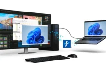 Intel Launches Thunderbolt Share for PC to PC Sharing Intel Thunderbolt Share software interface showing file sync, drag and drop transfer, and KVM control options