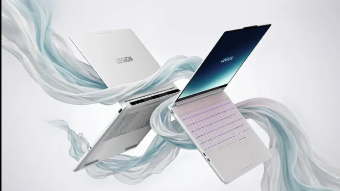 Lenovo Legion Y7000X slim gaming laptop design Lenovo Legion Y7000X gaming laptop shown in white color with slim chassis and RGB keyboard design