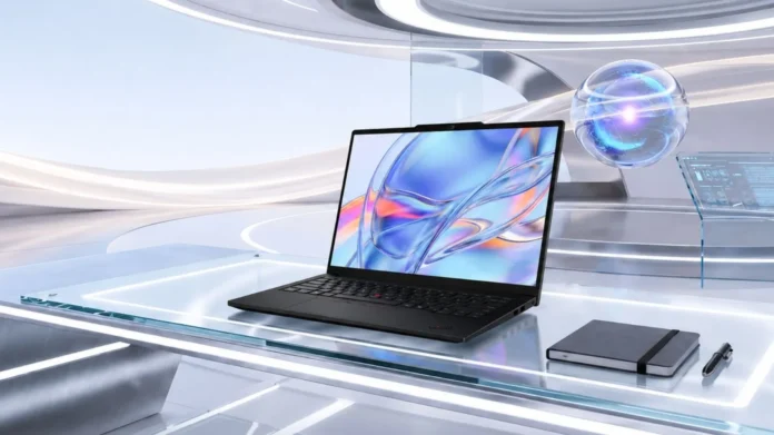 Lenovo ThinkPad E14 and E16 Lenovo ThinkPad E14 and E16 business laptops on a futuristic desk setup