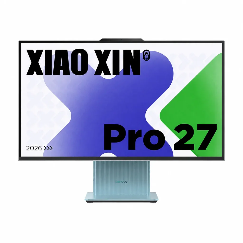 Front view of the Lenovo Xiaoxin Pro 27 all-in-one PC with ultra-thin bezels and large display