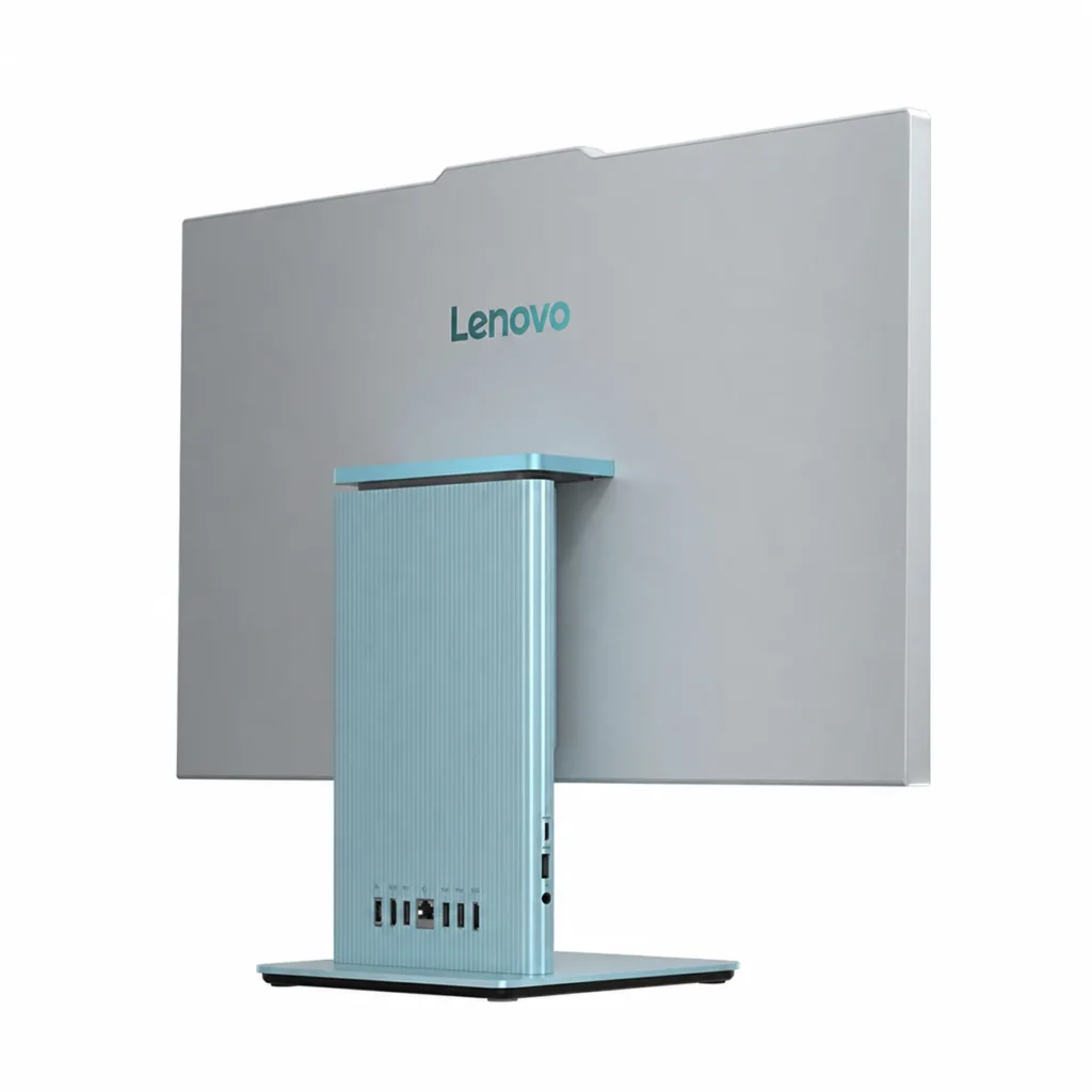 Rear view of the Lenovo Xiaoxin Pro 27 all-in-one PC with slim stand and clean minimalist design
